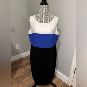 Kasper Women's Midi Dress - Blue, Black, and White